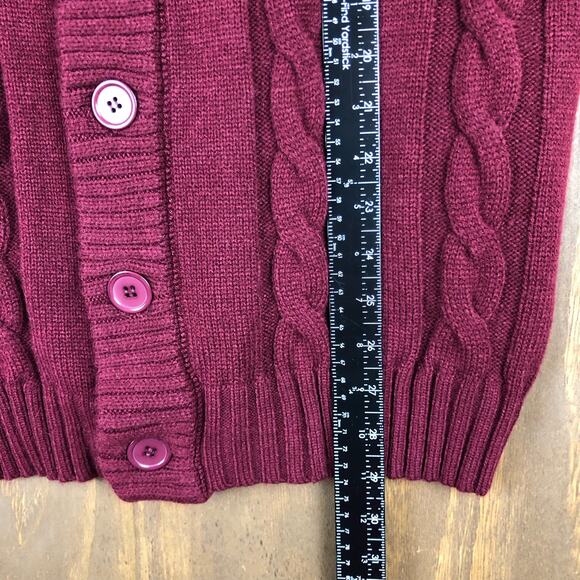 Paul Jones Mens Sweater Burgundy Full Button Knit Cabincore Stylish Large - Picture 7 of 10